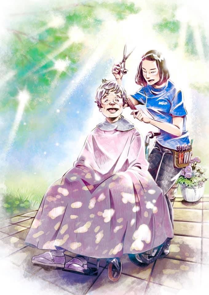 パンフレットイラスト ( 訪問理美容サービス / きれいや本舗 様 )